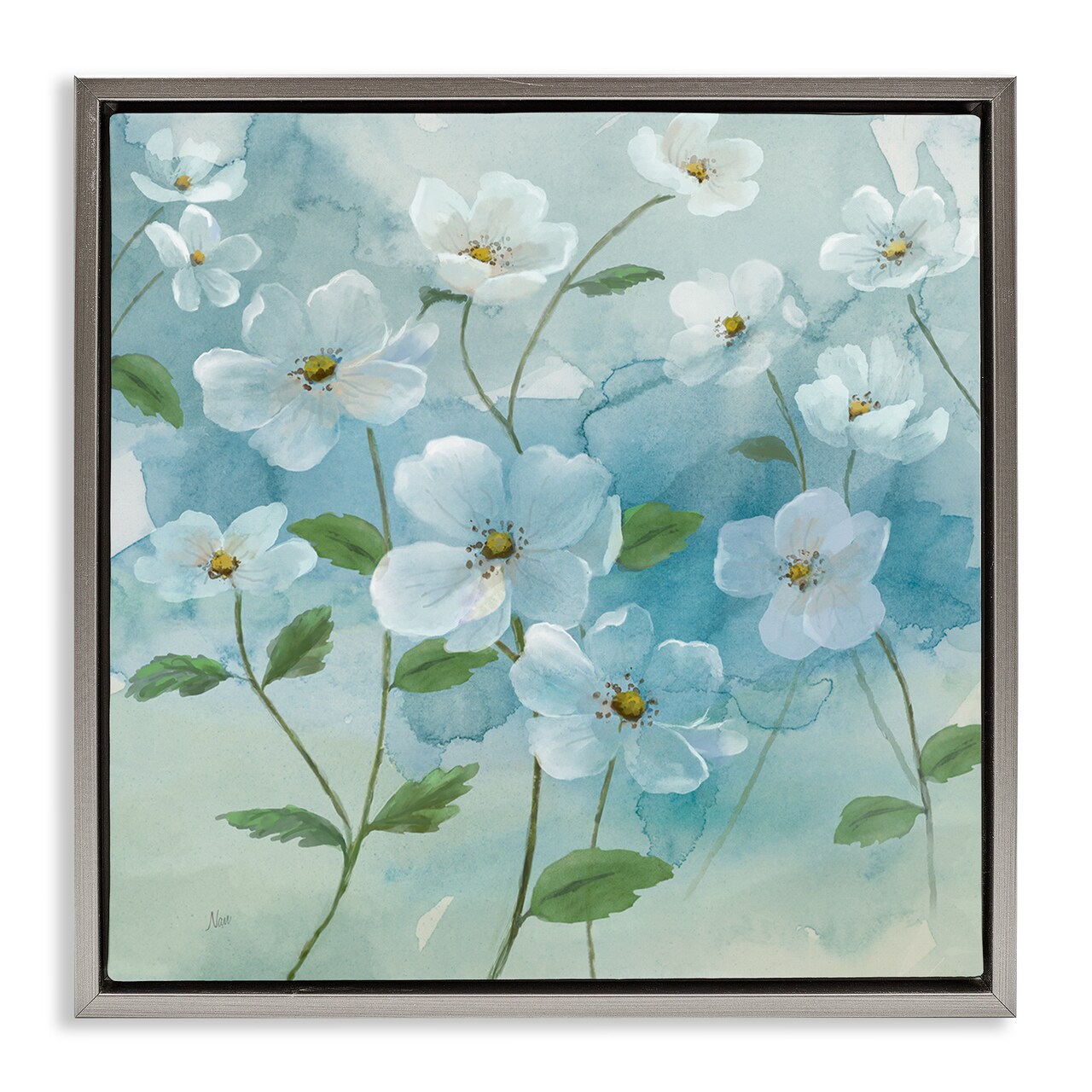 Stupell Industries Bountiful White Flowers Framed Floater Canvas Wall Art Design by Nan